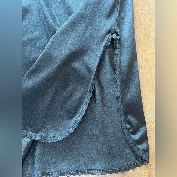 Vintage Wonder Maid Black Half Slip Skirt Lace Trim Side Slit M NWT Y2K Party - Picture 4 of 10
